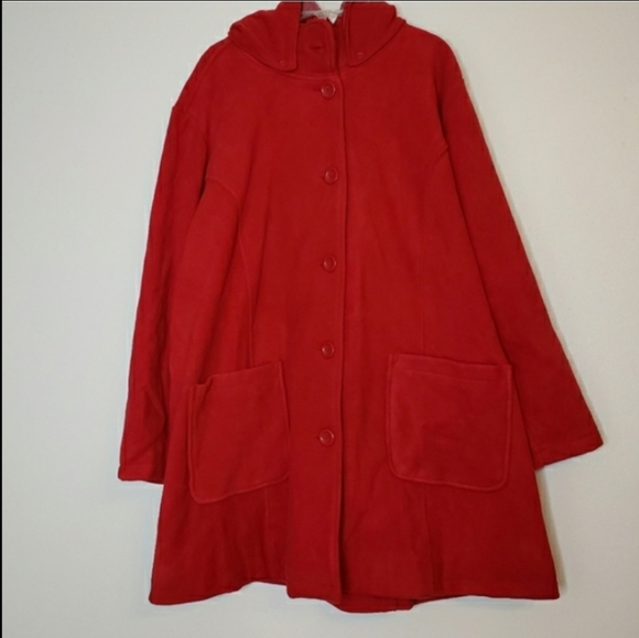 NEW Woman Within Hooded ALine Fleece Coat Red - Picture 14 of 14